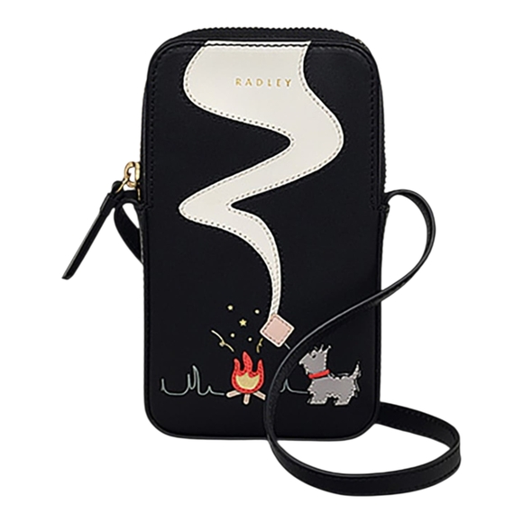 RADLEY LONDON Handbags - RADLEY LONDON Black Purse Crossbody Bag Scotty Dog Campfire Design Arts
